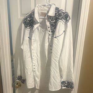 Scully Cream Shirt with Black Embroidery size xxl